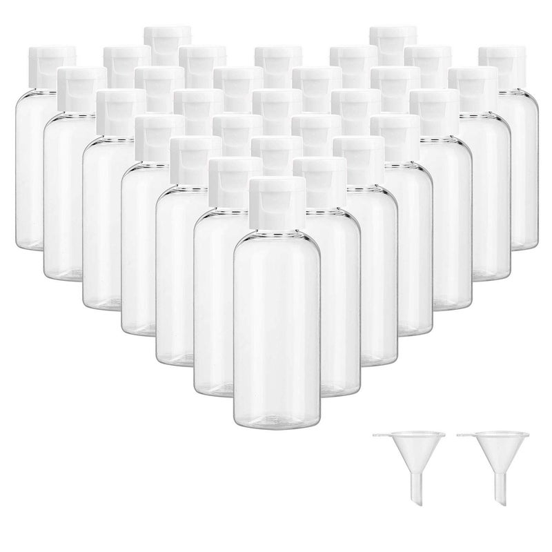 Dabacc 30 Pcs 2 oz Clear Plastic Empty Bottles with Flip Cap for Travel Size Liquids - Image 1